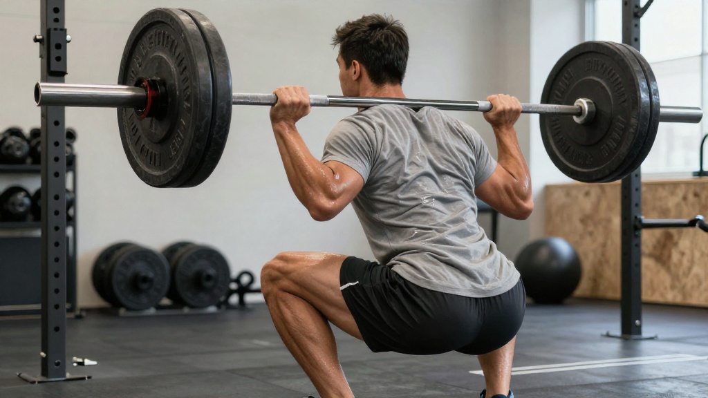 Atleta agachando com técnica perfeita, evitando butt wink