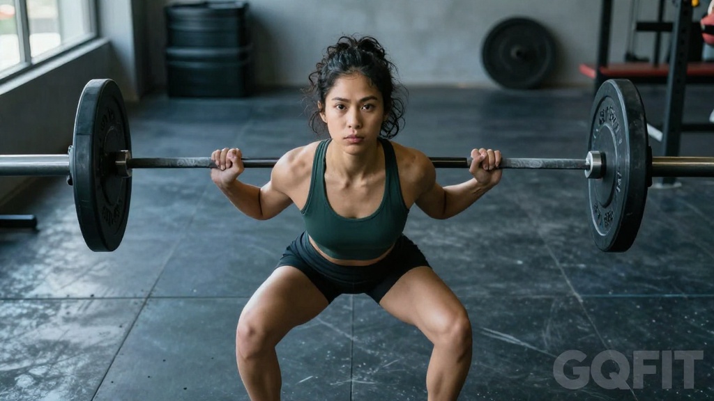 Atleta levantando peso com foco